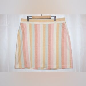 LOFT Pastel Striped Pocket Cotton Blend A-Line Shift Skirt. Size 10. NWT.
